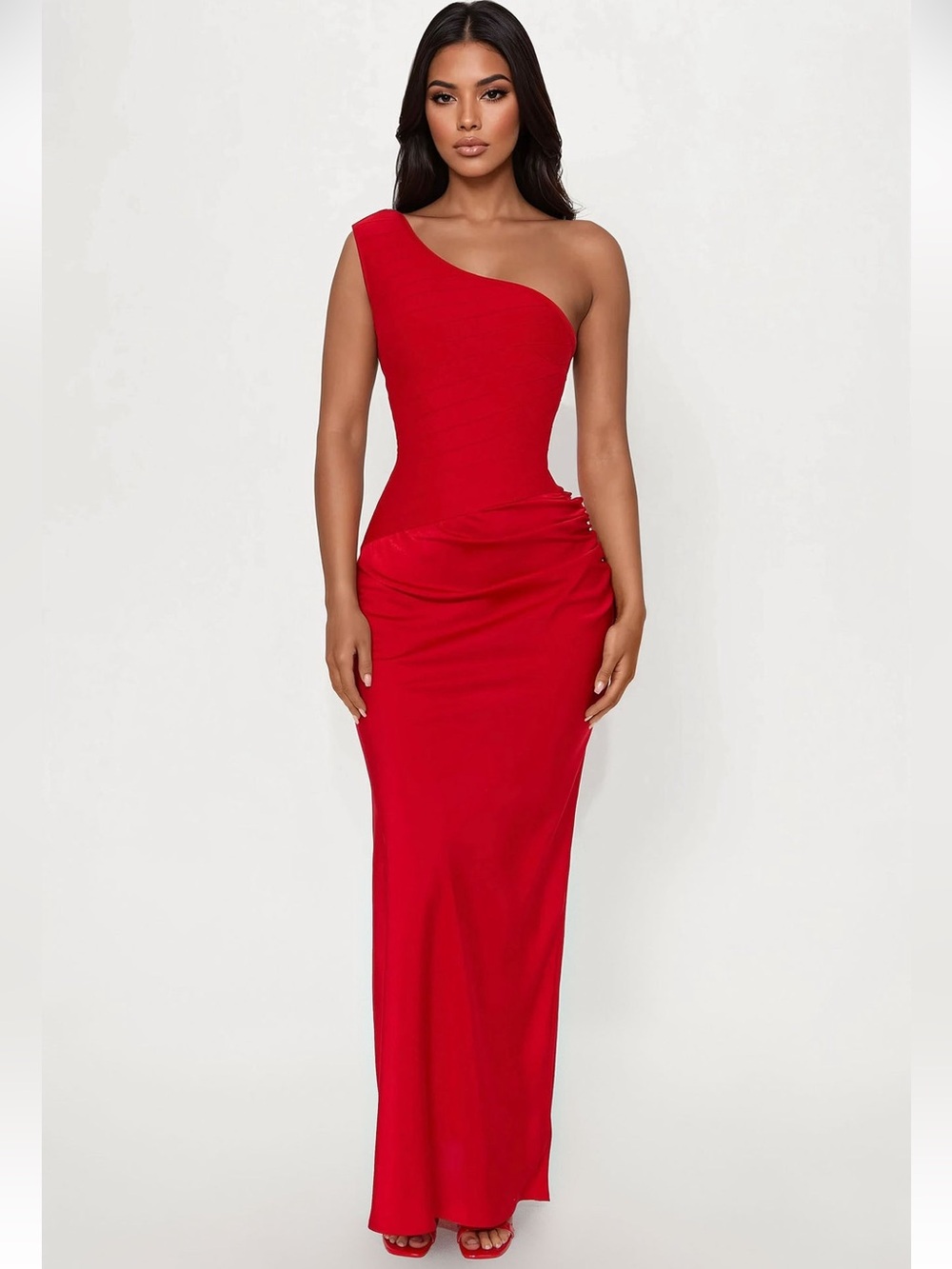 Fashion Nova Red Bandage Maxi Dress